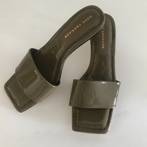 Patent Square Toe Mules